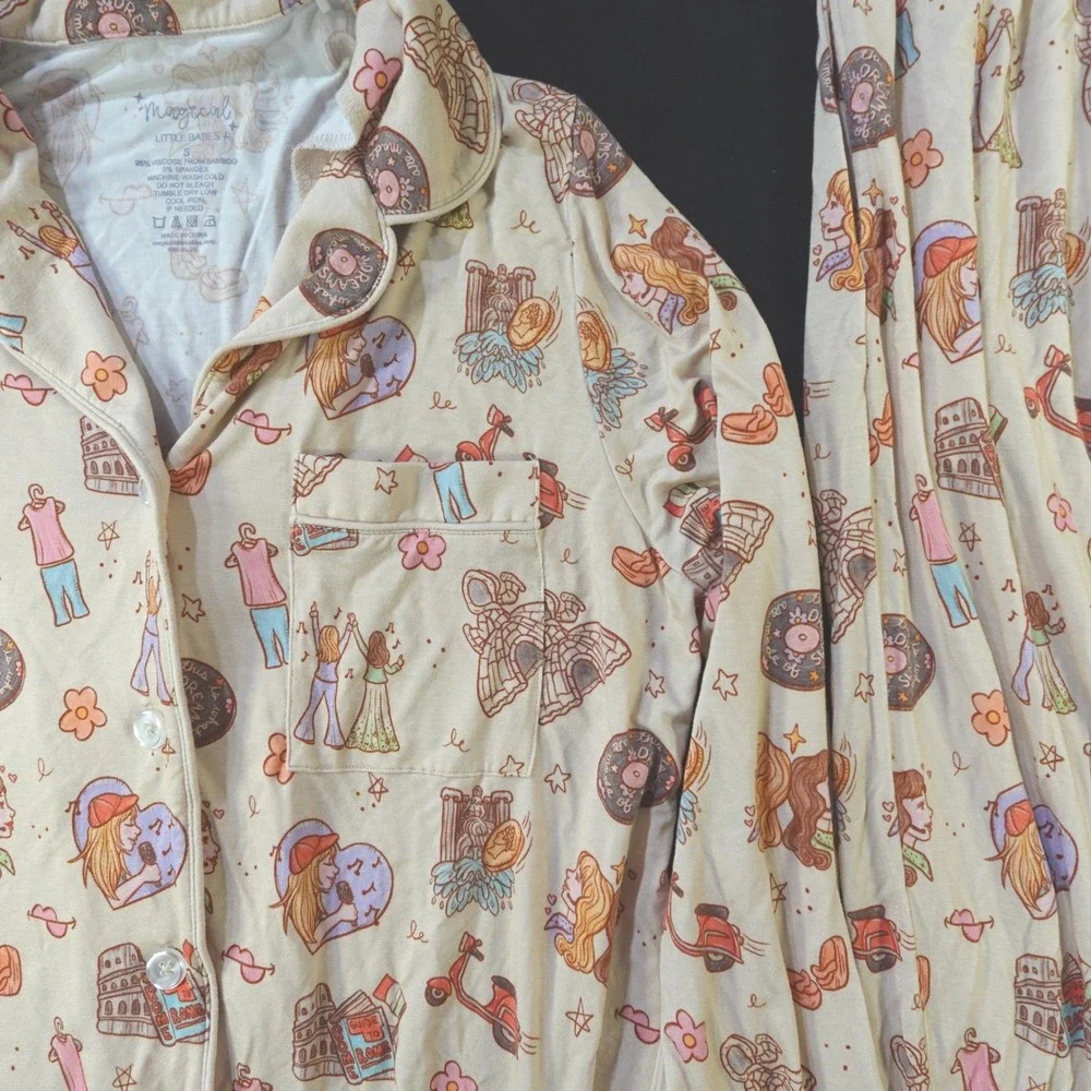 Magical Little Babes Bamboo Pajama Set Size Small Italy Travel Print